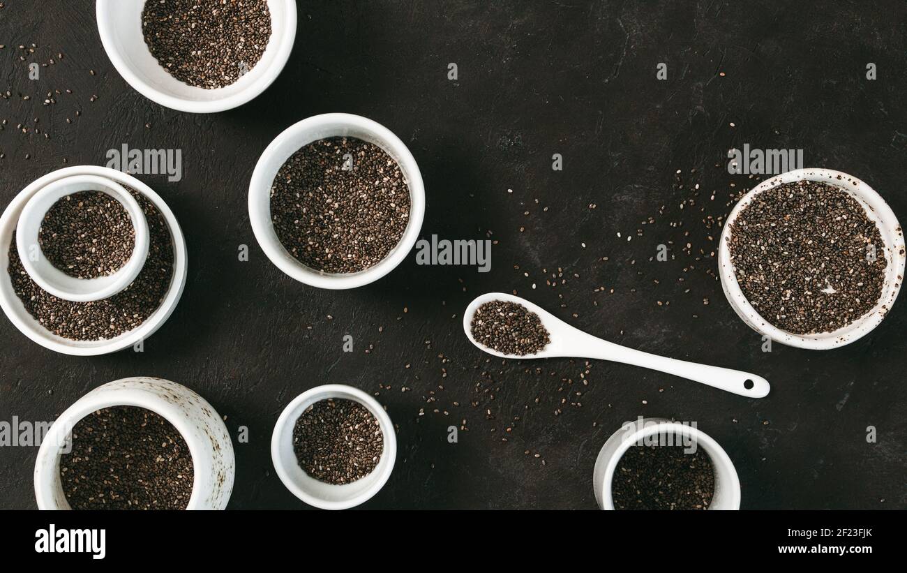 Piatto di semi Chia Foto Stock