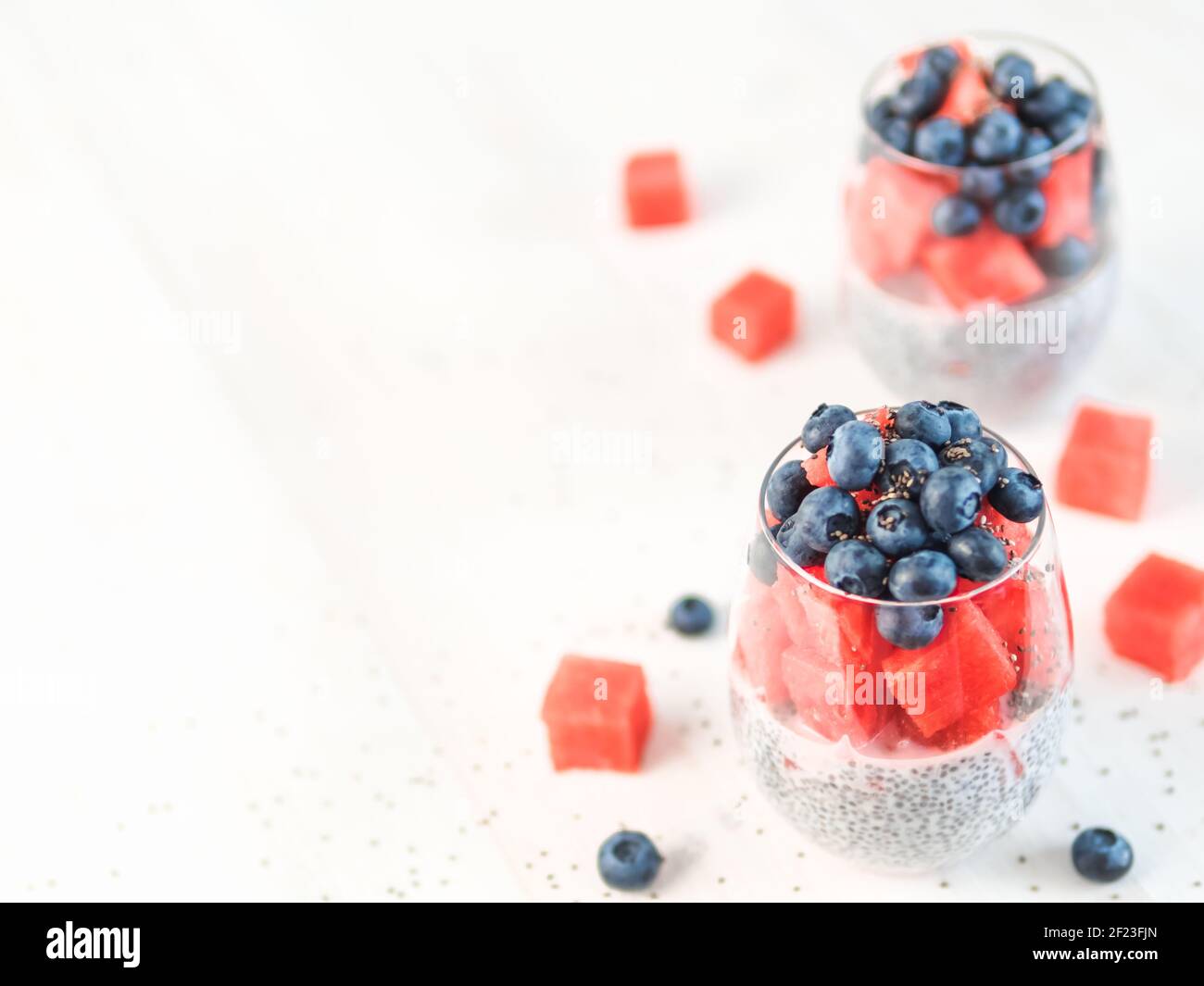 Cocomero chia pudding Foto Stock