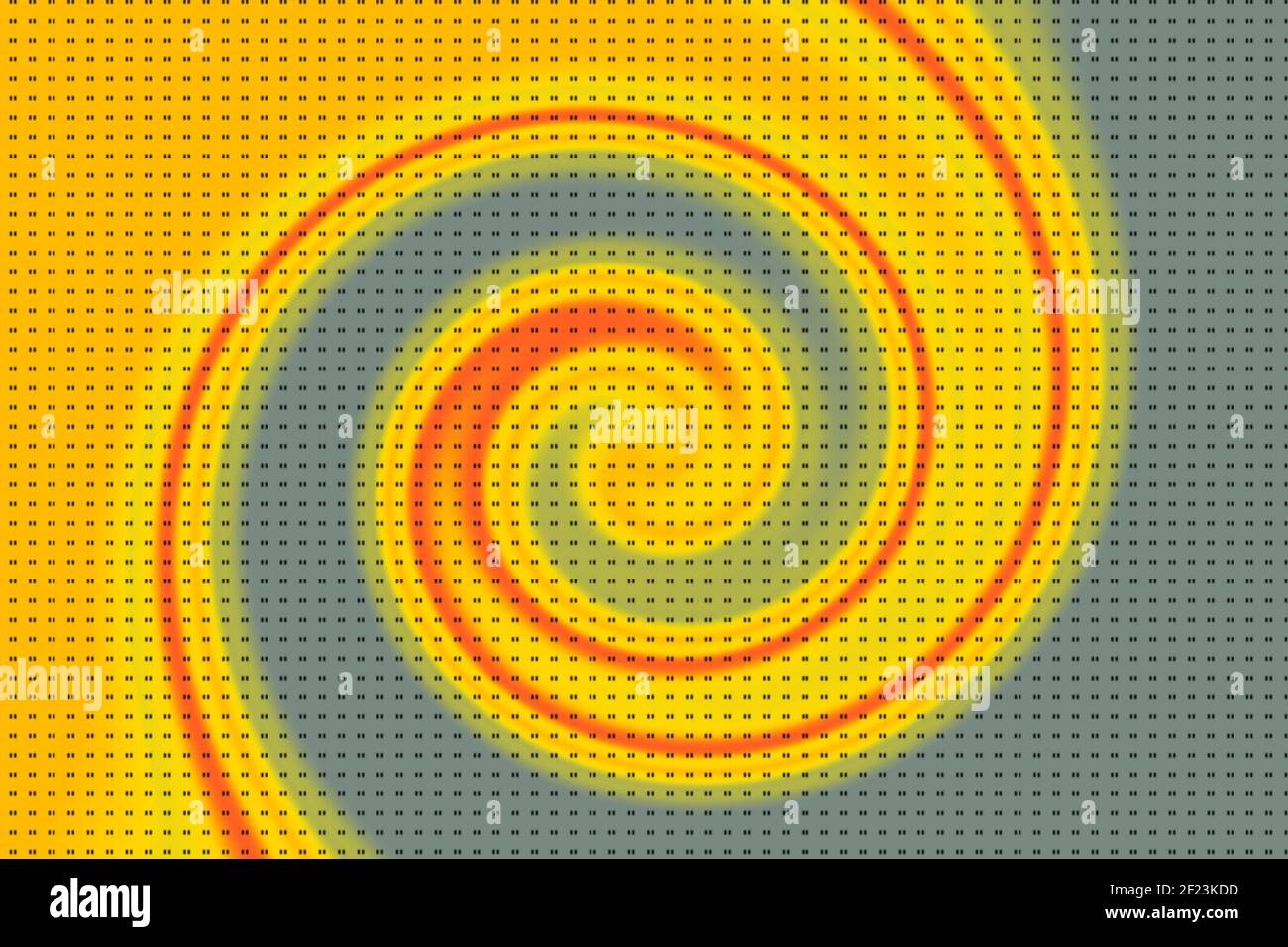 Un bersaglio a spirale con colori grigio e rosso sul giallo sfondo Foto Stock