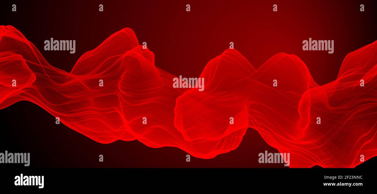 Flusso di liquido astratto. Tessuto ondulato su sfondo nero Foto Stock