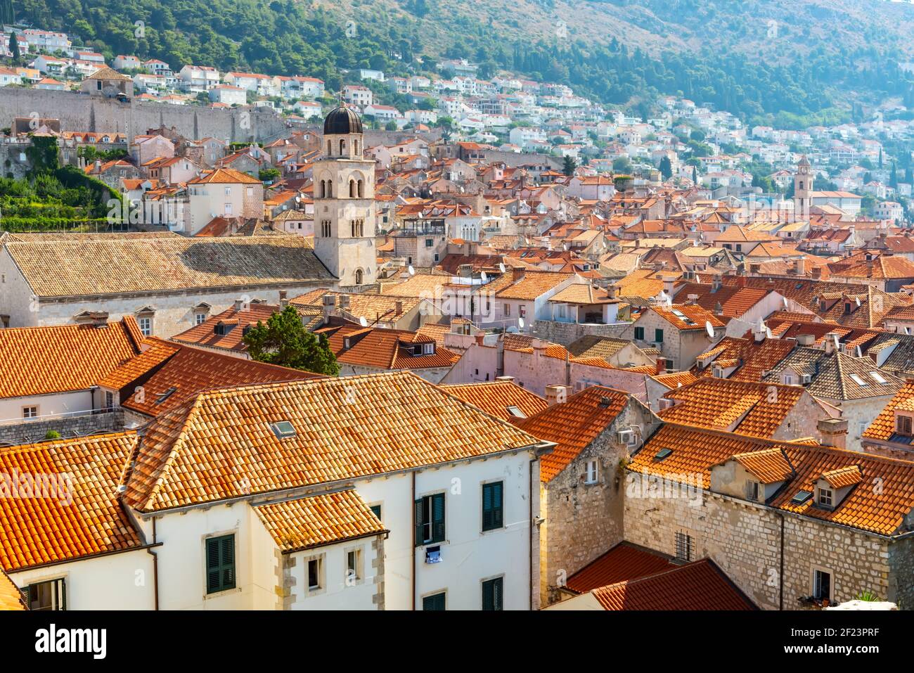 Panorama Dubrovnik Città Vecchia tetti. Europa, Croazia Foto Stock