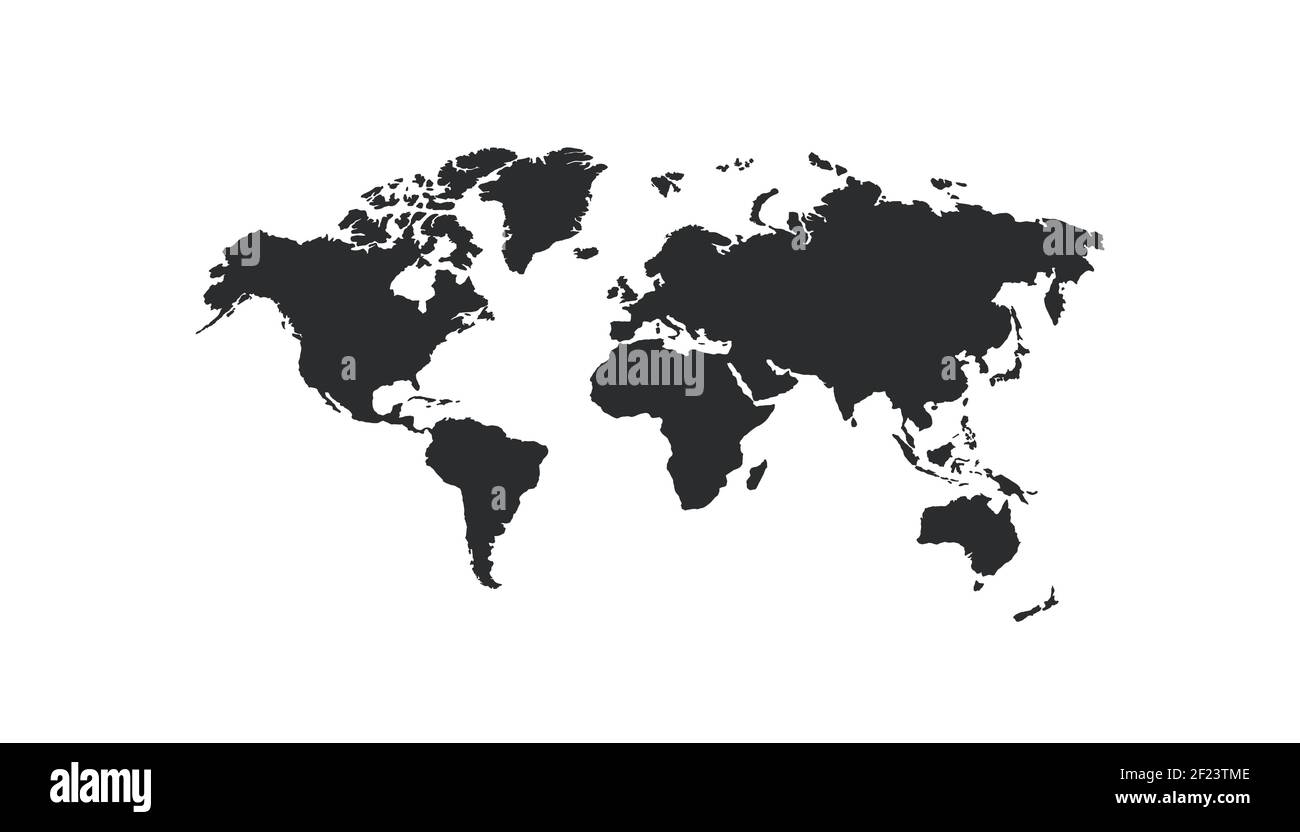 Mappa dettagliata mondo isolato su sfondo bianco. EPS vettoriale 10 Illustrazione Vettoriale