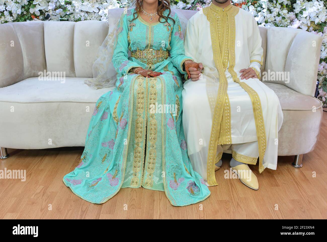 L'abito tradizionale delle spose marocchine Foto Stock