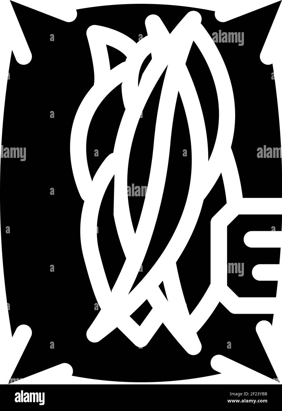 pezzi di mango essiccati sacchetto glifo icona illustrazione vettoriale Illustrazione Vettoriale