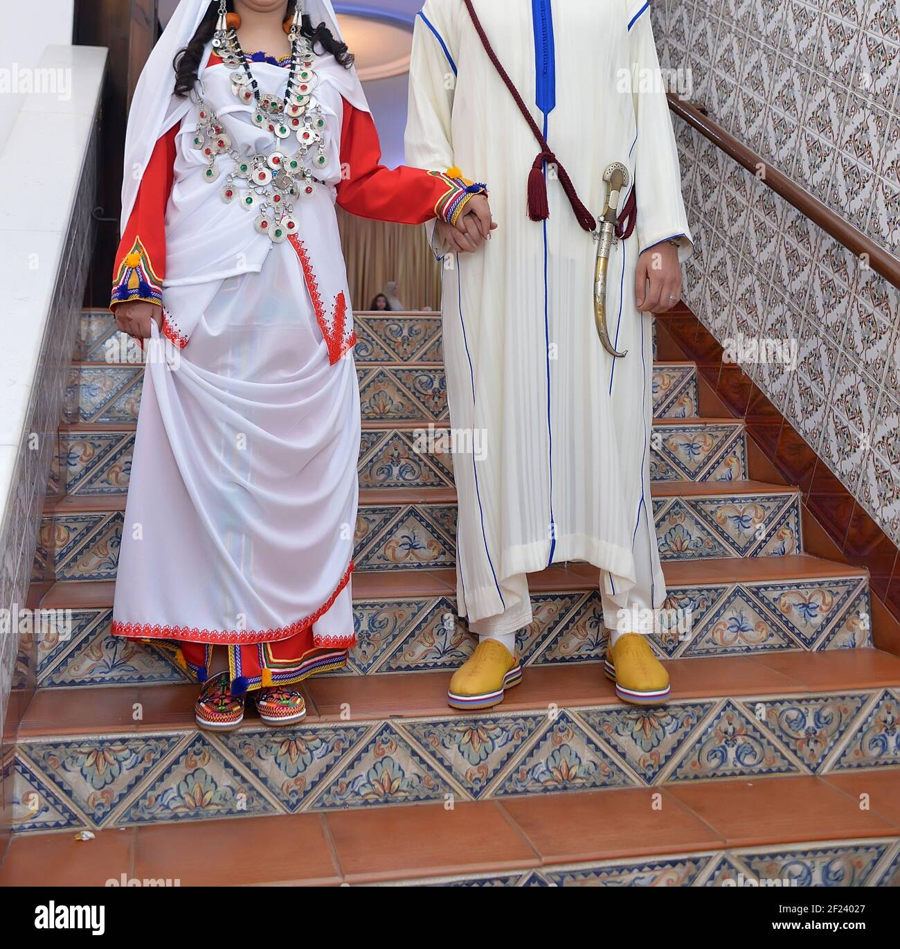 L'abito tradizionale delle spose marocchine Foto Stock
