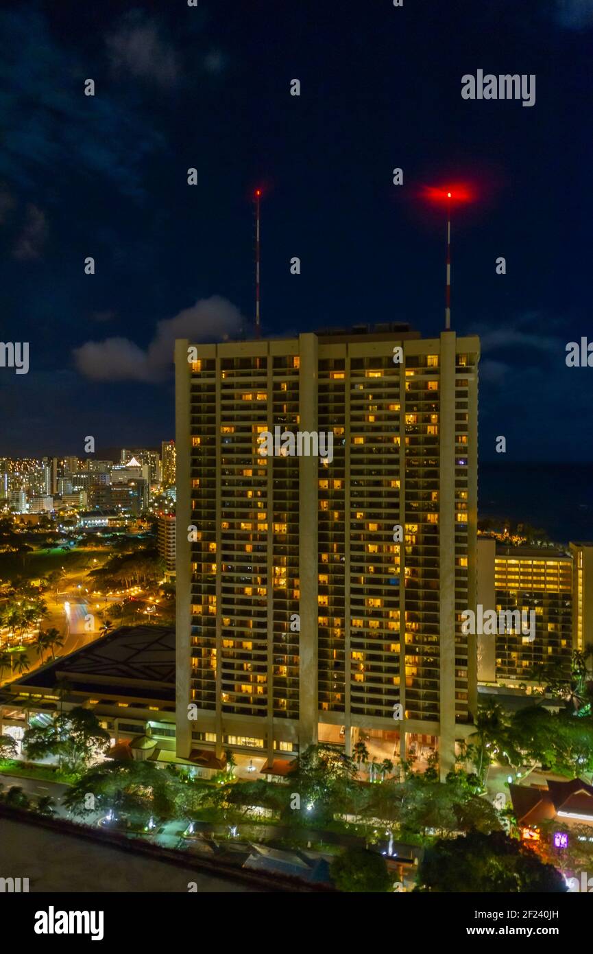 Hotel torre a Honolulu, Hawaii Foto Stock