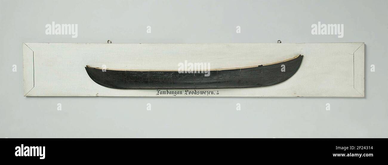 Mezzo modello o un modello di impilamento di tambangan.Black-White (tribordo) di una canoa. Ha due estremità appuntite, la bocca sta salendo. Un tassello su entrambe le estremità. Scala 1:10 (Scala per modello). Foto Stock Mezzo modello o un modello di impilamento di tambangan.Black-White (tribordo) di una canoa. Ha due estremità appuntite, la bocca sta salendo. Un tassello su entrambe le estremità. Scala 1:10 (Scala per modello). Foto Stock