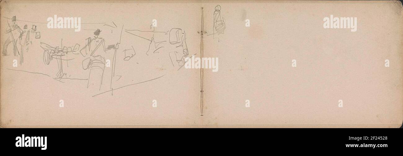 Figuurstudies.pagina 69 e pagina 70 da un libro di schizzo con 37 fogli. Foto Stock