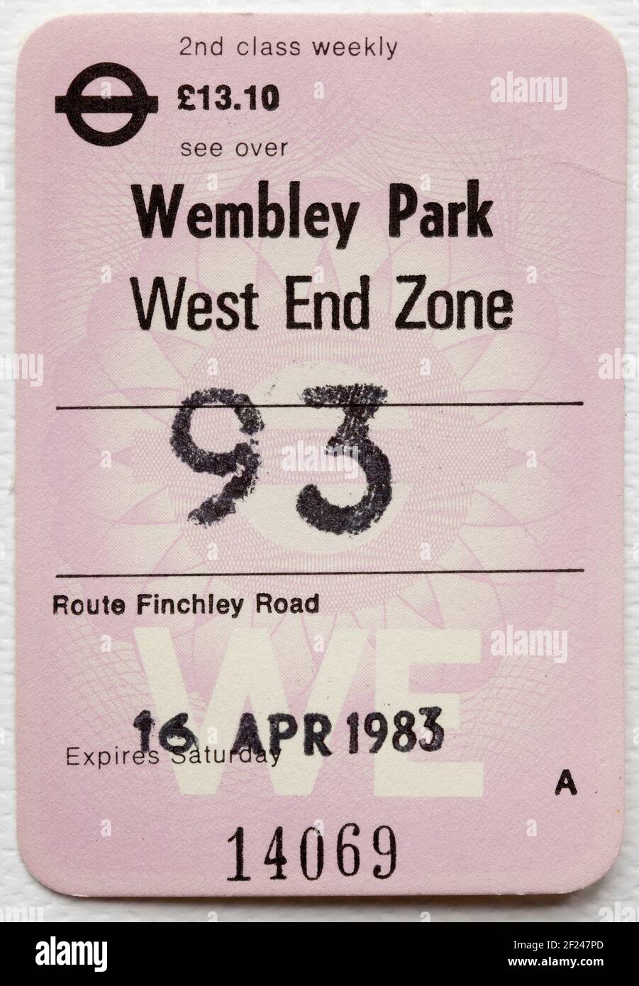 Biglietto Travelcard per i trasporti della vecchia Londra da Wembley Park Foto Stock