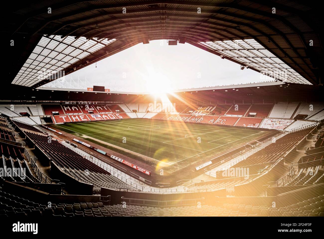 Ampia vista del Sunderland Stadium of Light a Sunderland, Regno Unito. Foto Stock