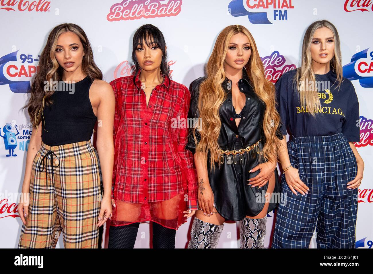 Londra, Regno Unito. 9 dicembre 2018. Jade Thurlow, Leigh Anne Pinnock, Jesy Nelson, Perrie Edwards of Little Mix durante il secondo giorno della Jingle Bell Ball 2018 della capitale con Coca-Cola alla O2 Arena, Londra Foto Stock