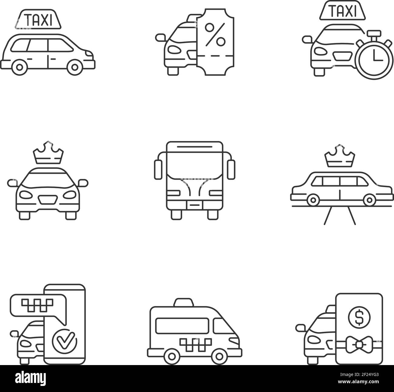Set di icone lineari per il trasporto urbano Illustrazione Vettoriale