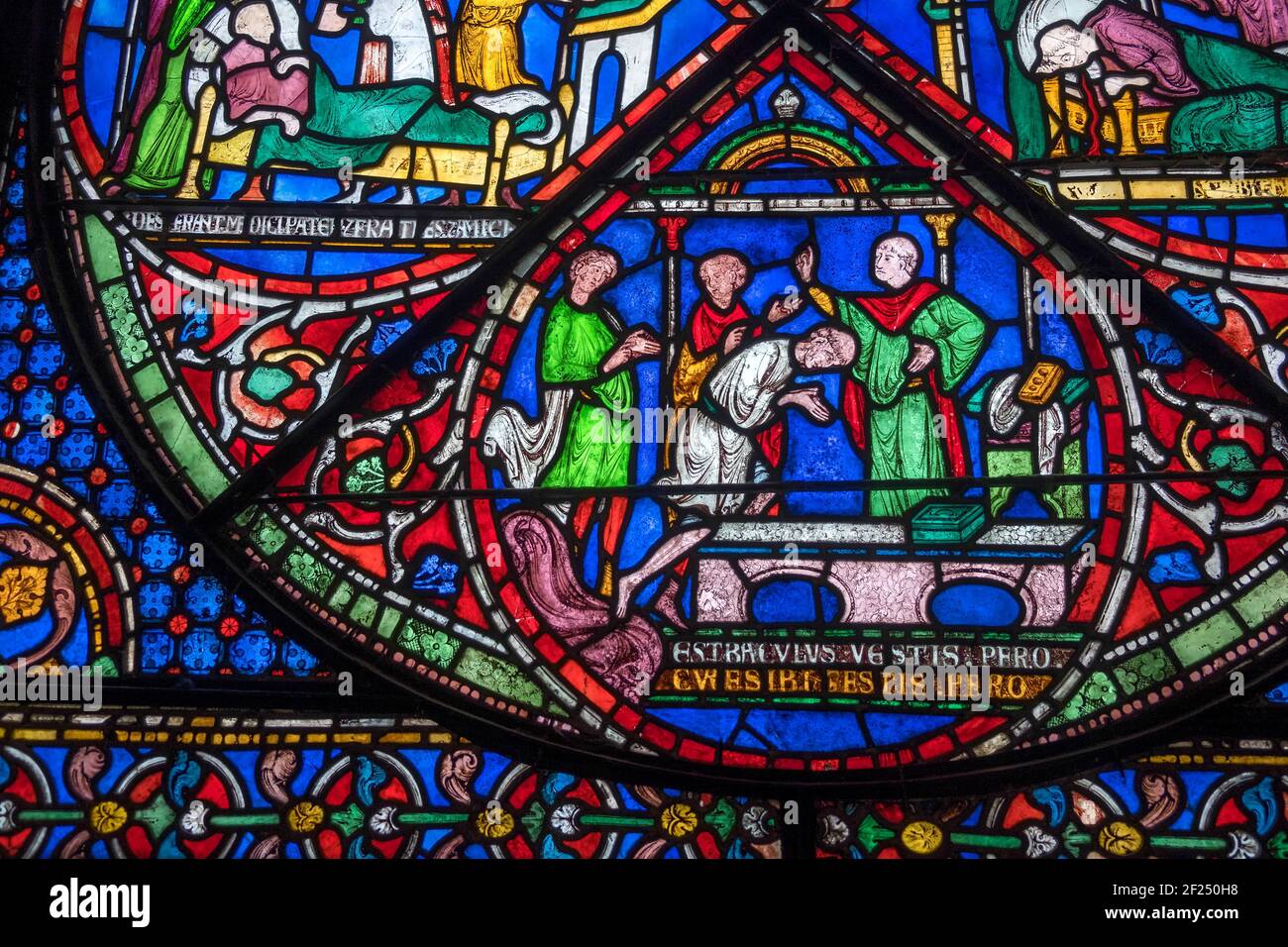 Finestra di Vetro colorato nella Cattedrale di Canterbury Foto Stock