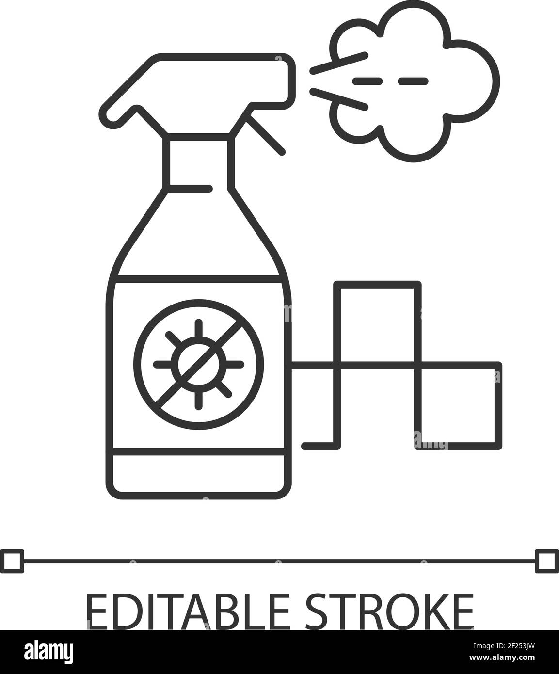 Icona lineare della cabina disinfettata regolarmente Illustrazione Vettoriale