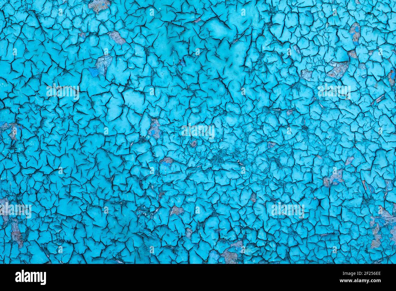 lo sfondo della vecchia vernice blu oleosa è incrinato dal tempo. Texture Foto Stock