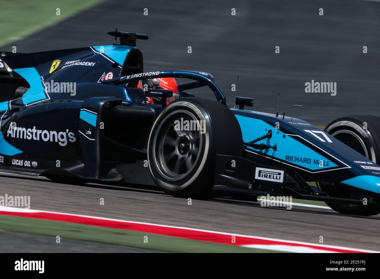 17 Armstrong Marcus (nzl), DAMS, Dallara F2, azione durante il Campionato FIA Formula 2 2021 prova pre-stagione dall'8 al 10 marzo 2021 sul circuito Internazionale del Bahrain, a Sakhir, Bahrain - Foto Diederik van der Laan / Dutch Photo Agency / DPPI / LiveMedia Foto Stock