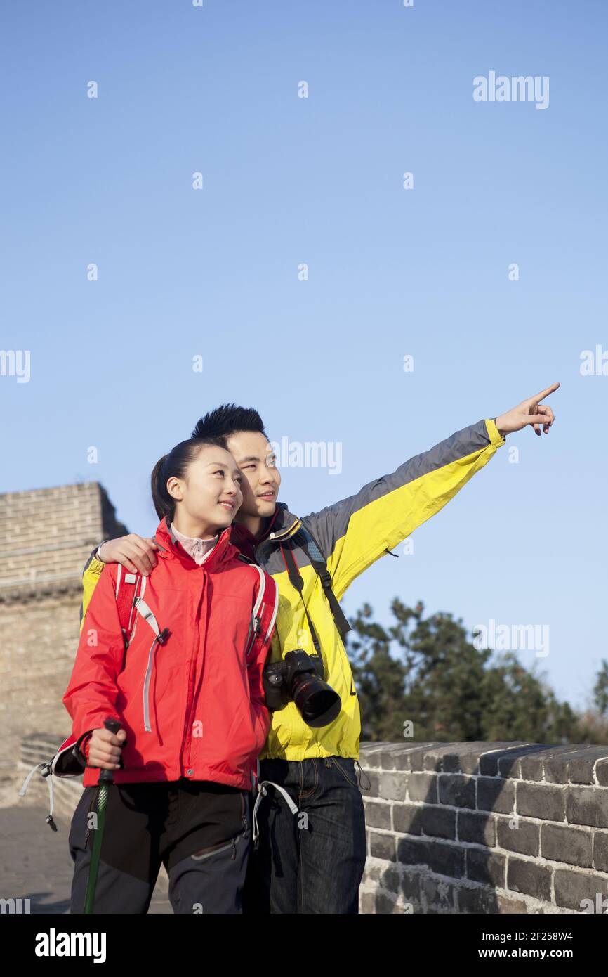 Coppie giovani nel Turismo della Grande Muraglia Foto Stock