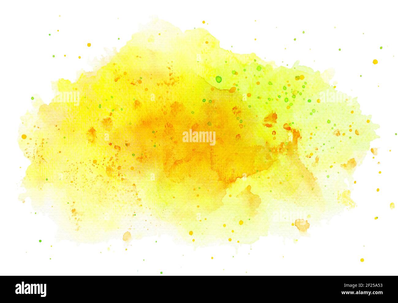 Illustrazione dipinta a mano con acquerello con strisci multistrato gialli, arancioni e verdi isolati su sfondo bianco Foto Stock