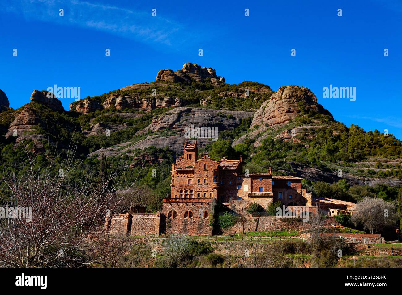 Marquet de les Roques, Vall d'Horta, Sant Llorenç del Munt i l'Obac, Catalunya, Spagna. La casa originale risale a 1200, ma questa struttura Foto Stock