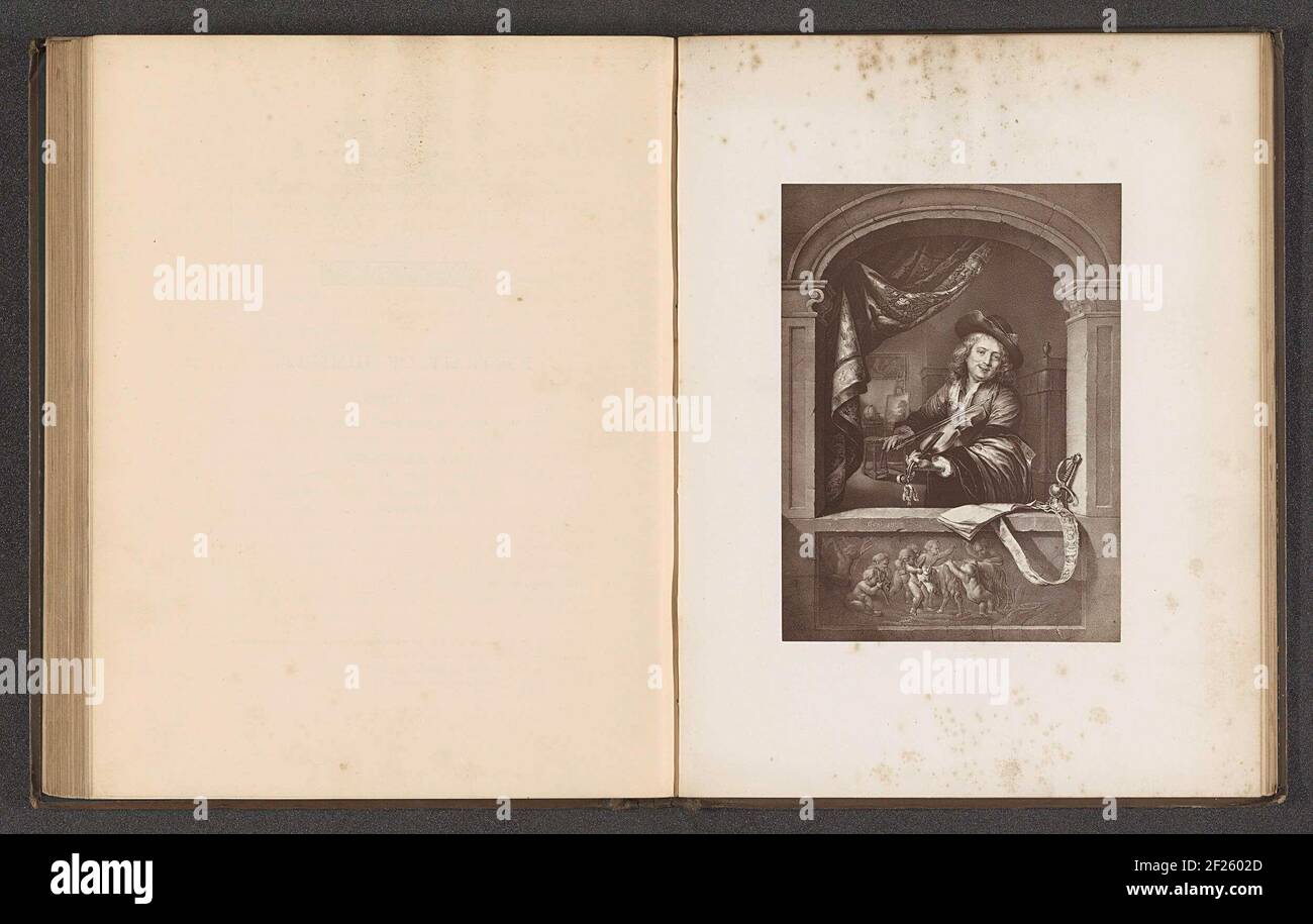 Produzione fotografica di una stampa ad un dipinto, che rappresenta un violino .. Foto Stock