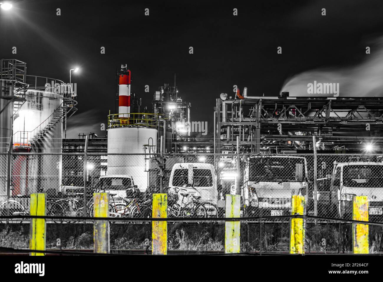 Vista notturna della fabbrica della regione di Keihin Foto Stock