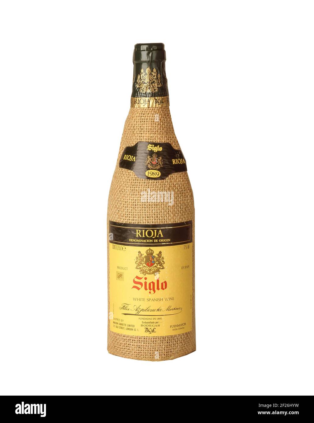 Bottiglia di vino rosso Siglo Rioja tradizionale, Costa del Sol, Provincia di Malaga, Andalusia, Spagna Foto Stock