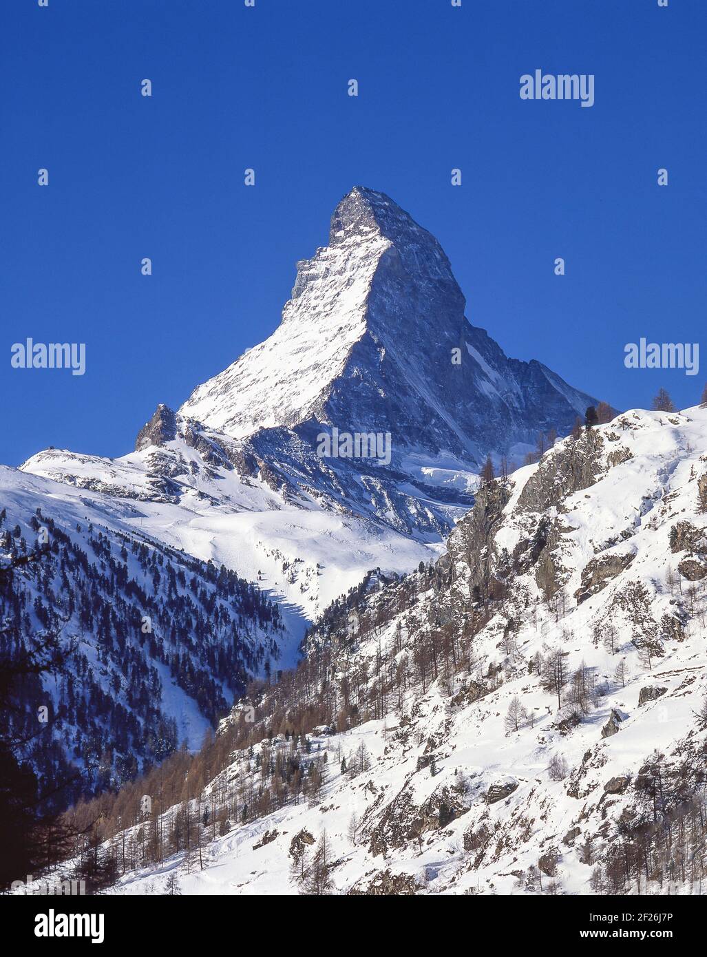 Monte Cervino in inverno, Zermatt, Vallese, Svizzera Foto Stock