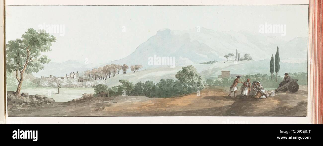 Vista delle rovine delle mura della via Egnatia; Vue de la Ruïne des Murs d'Egnatia; Voyage e Italia, e Sicile et à Malte - 1778.Drawing from the album 'Voyage and Italy, and Sicile et à Malte', 1778. Foto Stock