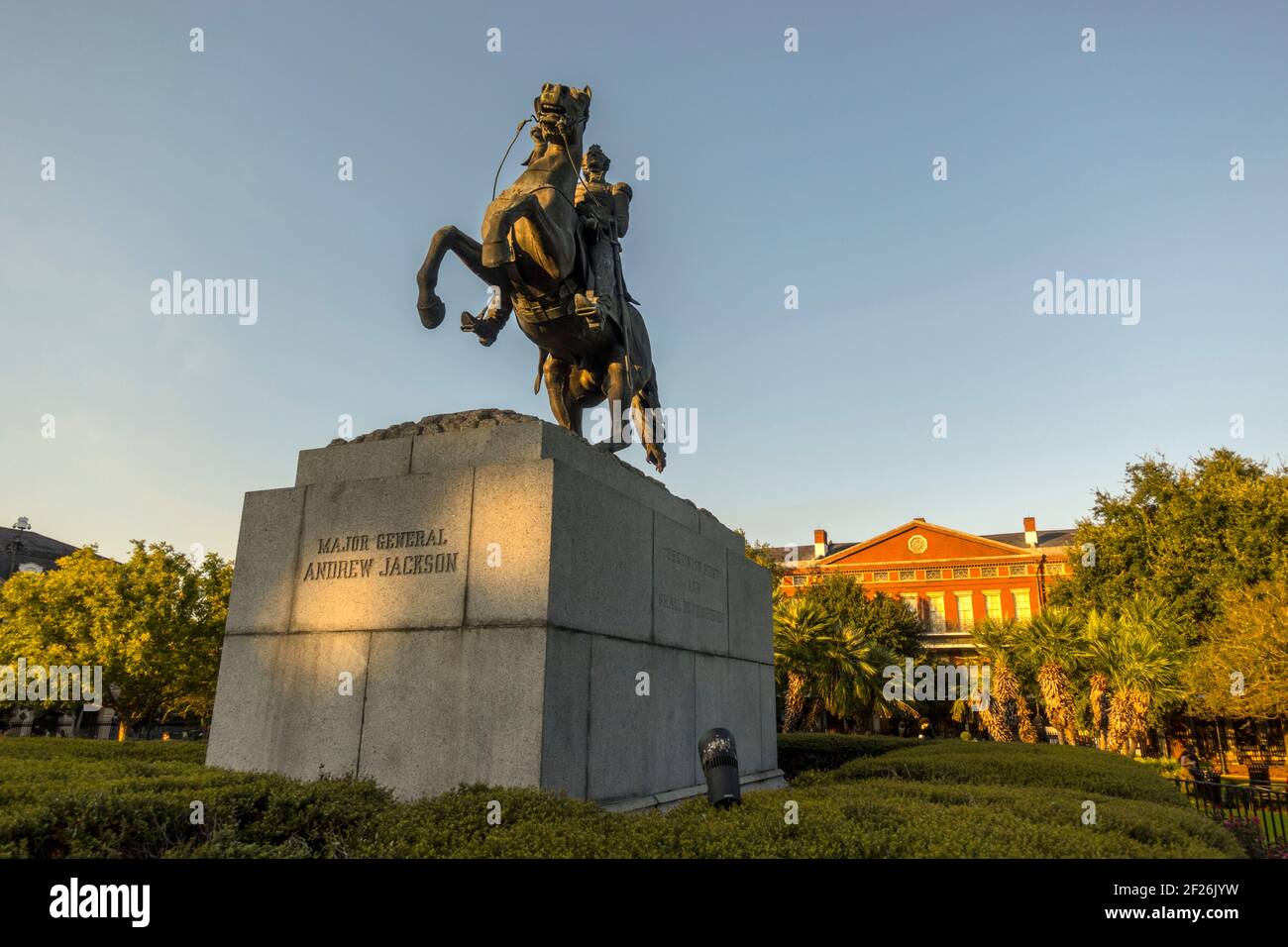 Statua di Andrew Jackson a Jackson Square New Orleans, Louisiana Foto Stock