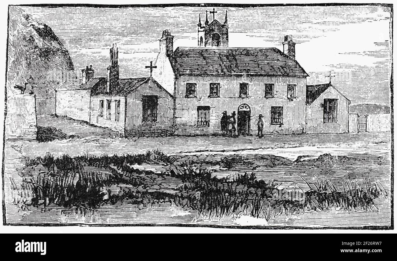 Una scuola cattolica a Letterfrack, un piccolo villaggio fondato da Quakers a metà del 19 ° secolo nella zona di Connemara della contea di Galway, Irlanda. Foto Stock
