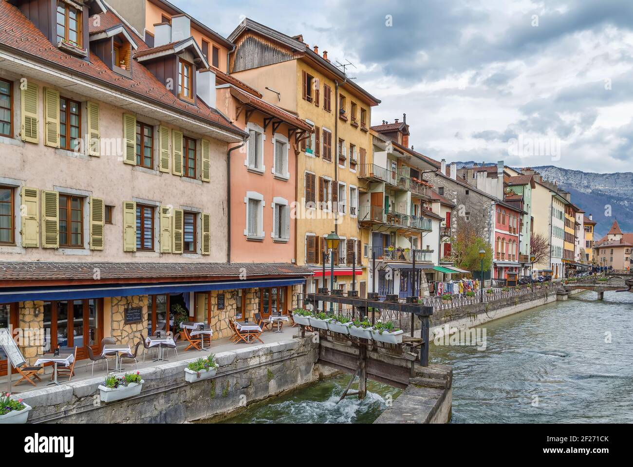 Fiume Thiou ad Annecy, Francia Foto Stock