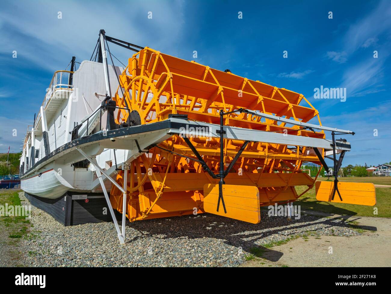Canada, Yukon, Whitehorse, S.S. Klondike ha lanciato 1937, Steam powered sternwheel, dettaglio della ruota a pale Foto Stock