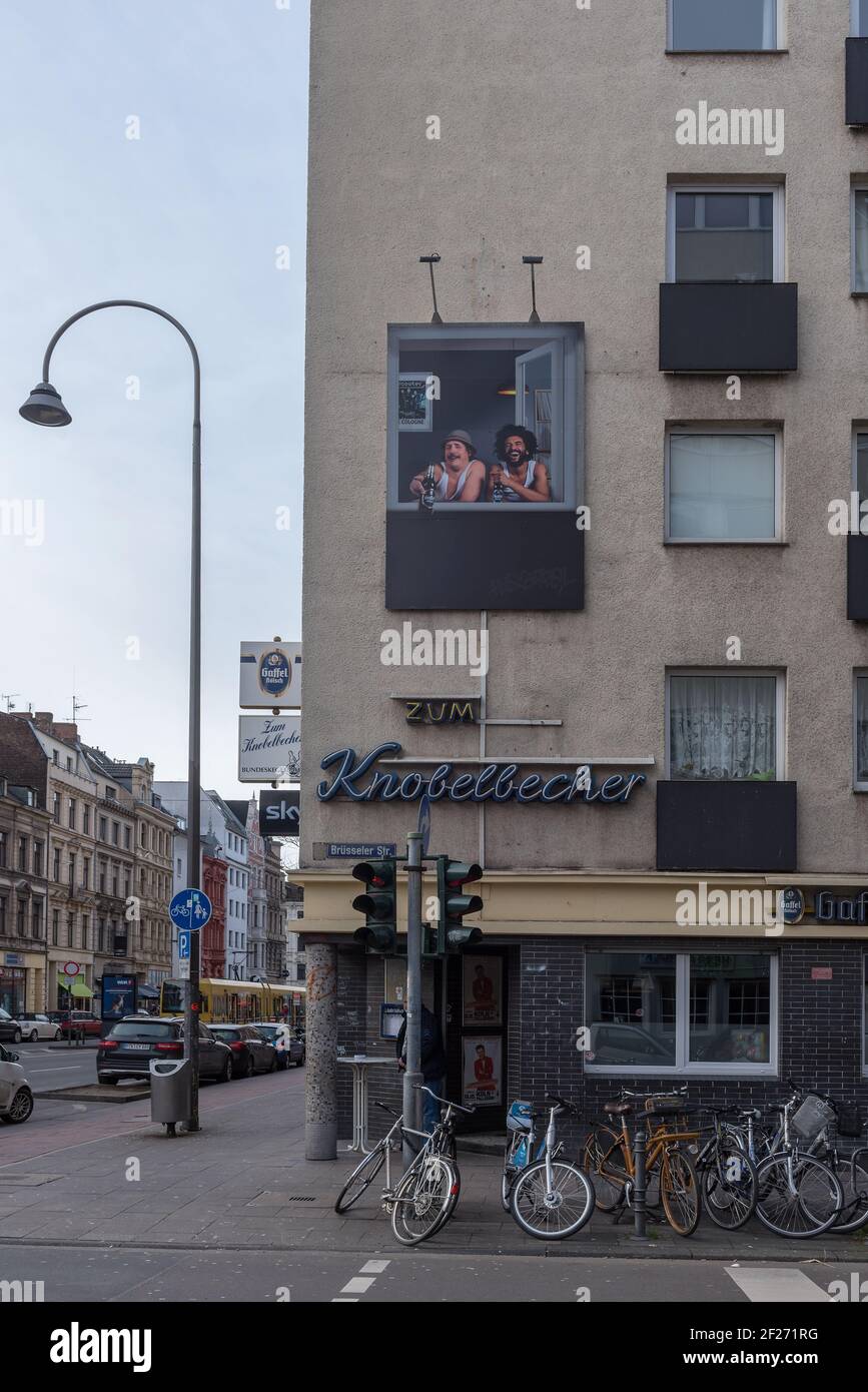 Ingresso di un bar nel quartiere Belga, Colonia, Germania Foto Stock