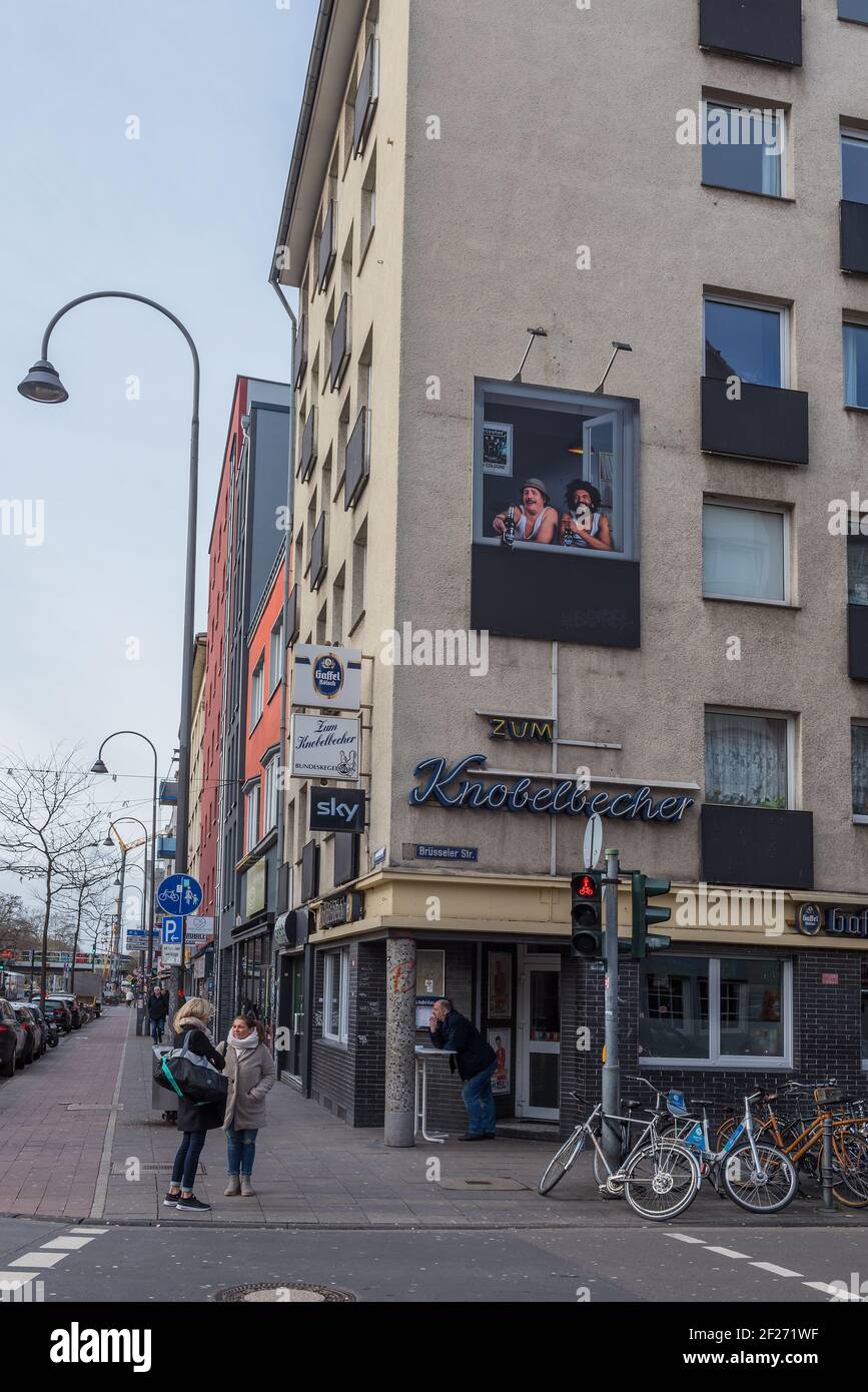 Ingresso di un bar nel quartiere Belga, Colonia, Germania Foto Stock