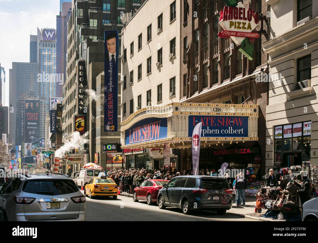 Lo spettacolo Stephen Colbert al Teatro ed Sullivan di Broadway, Theatre District, Manhattan, New York, USA Foto Stock