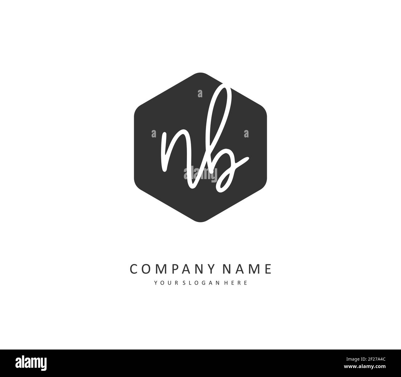 N B NB lettera iniziale manoscritta e logo della firma. Un logo iniziale di calligrafia concettuale con elemento modello. Illustrazione Vettoriale