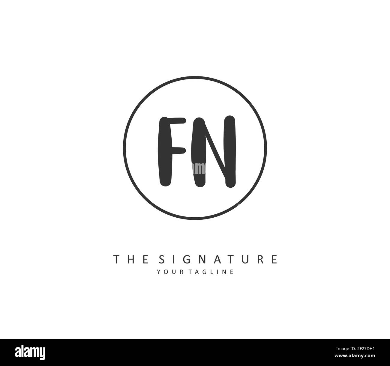 F N FN scrittura iniziale della lettera e logo della firma. Un logo iniziale di calligrafia concettuale con elemento modello. Illustrazione Vettoriale