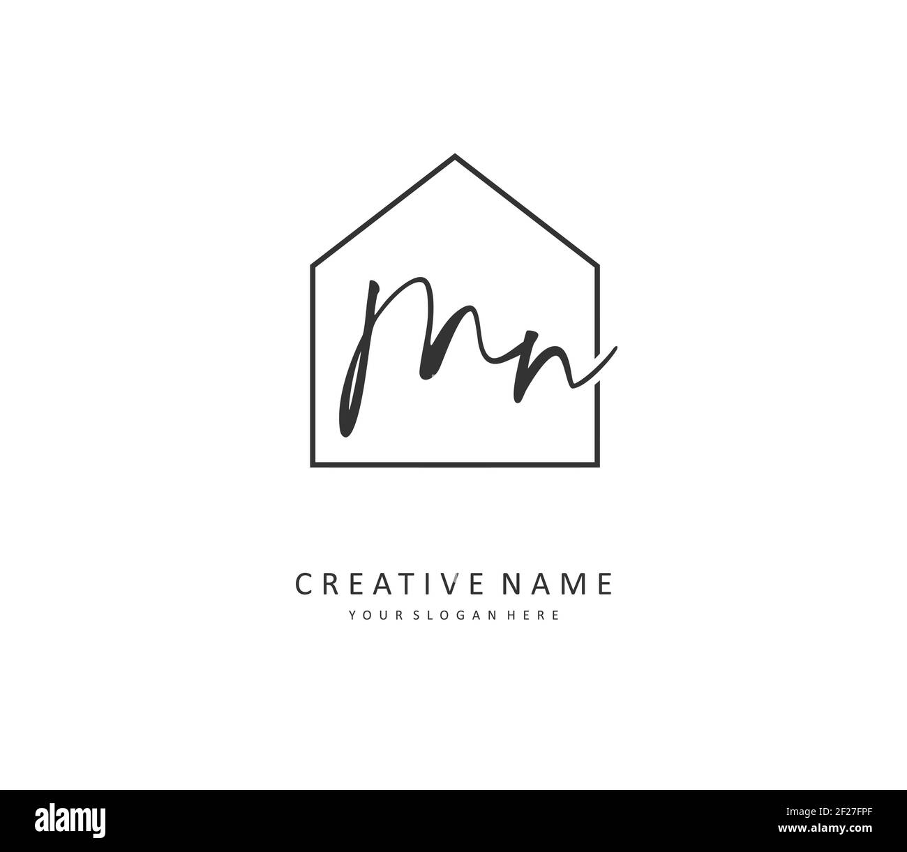 M N MN scrittura della lettera iniziale e logo della firma. Un logo iniziale di calligrafia concettuale con elemento modello. Illustrazione Vettoriale