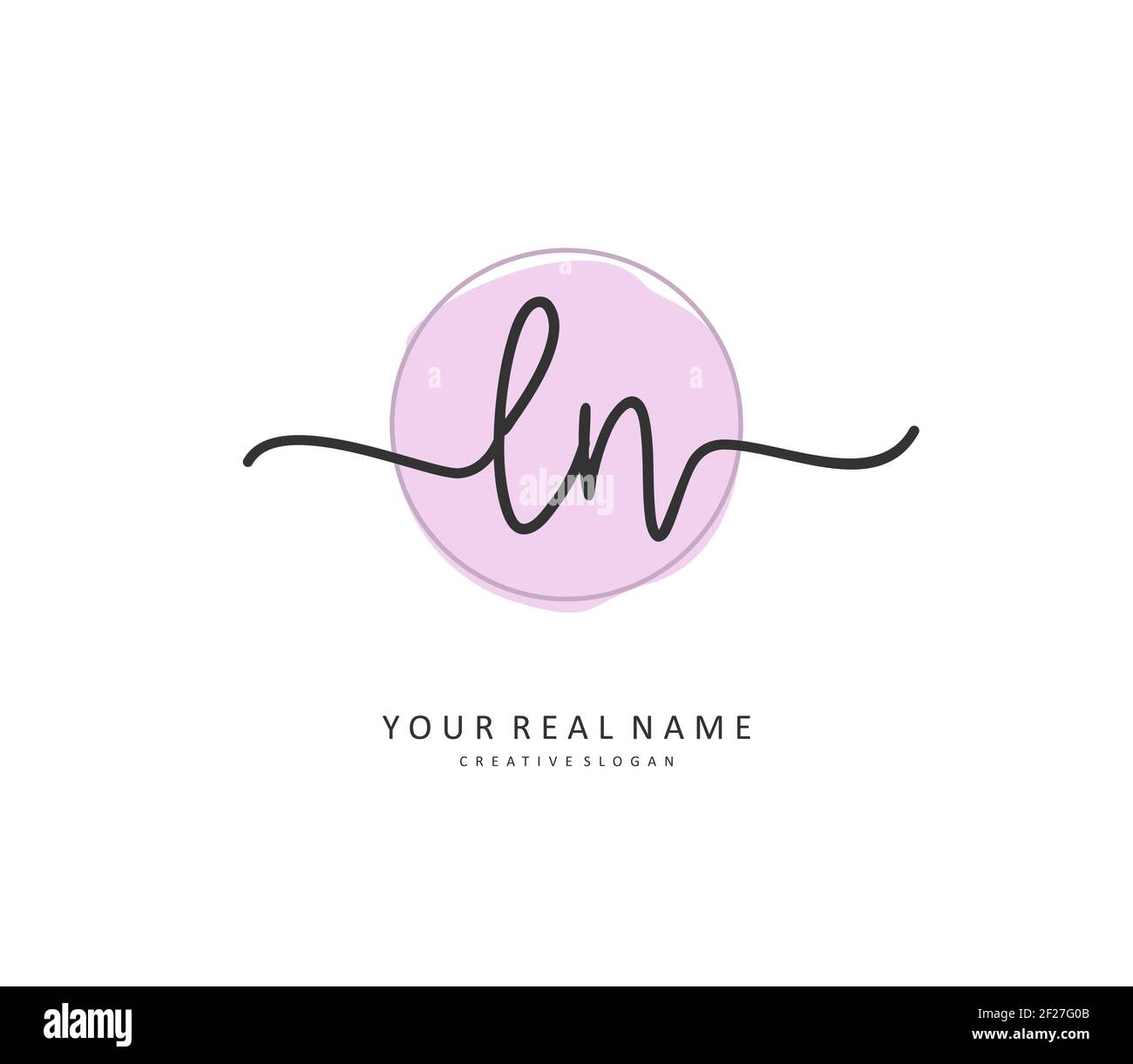 L N LN scrittura a mano e logo della firma della lettera iniziale. Un logo iniziale di calligrafia concettuale con elemento modello. Illustrazione Vettoriale
