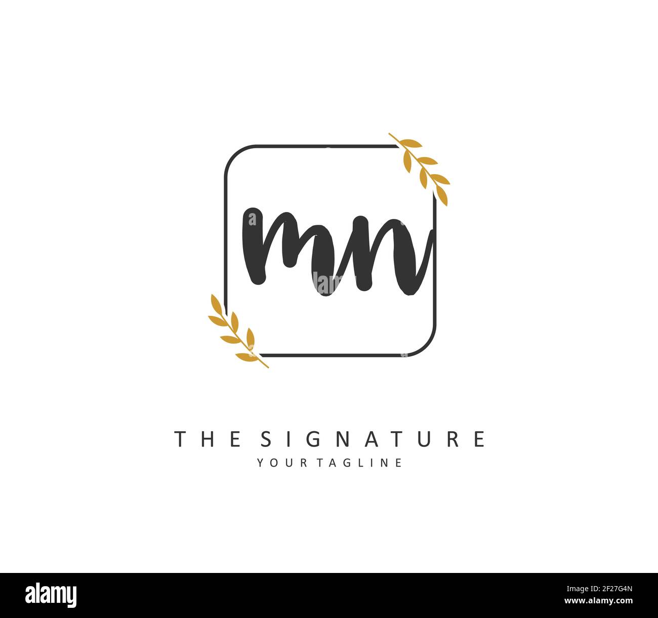 M N MN scrittura della lettera iniziale e logo della firma. Un logo iniziale di calligrafia concettuale con elemento modello. Illustrazione Vettoriale
