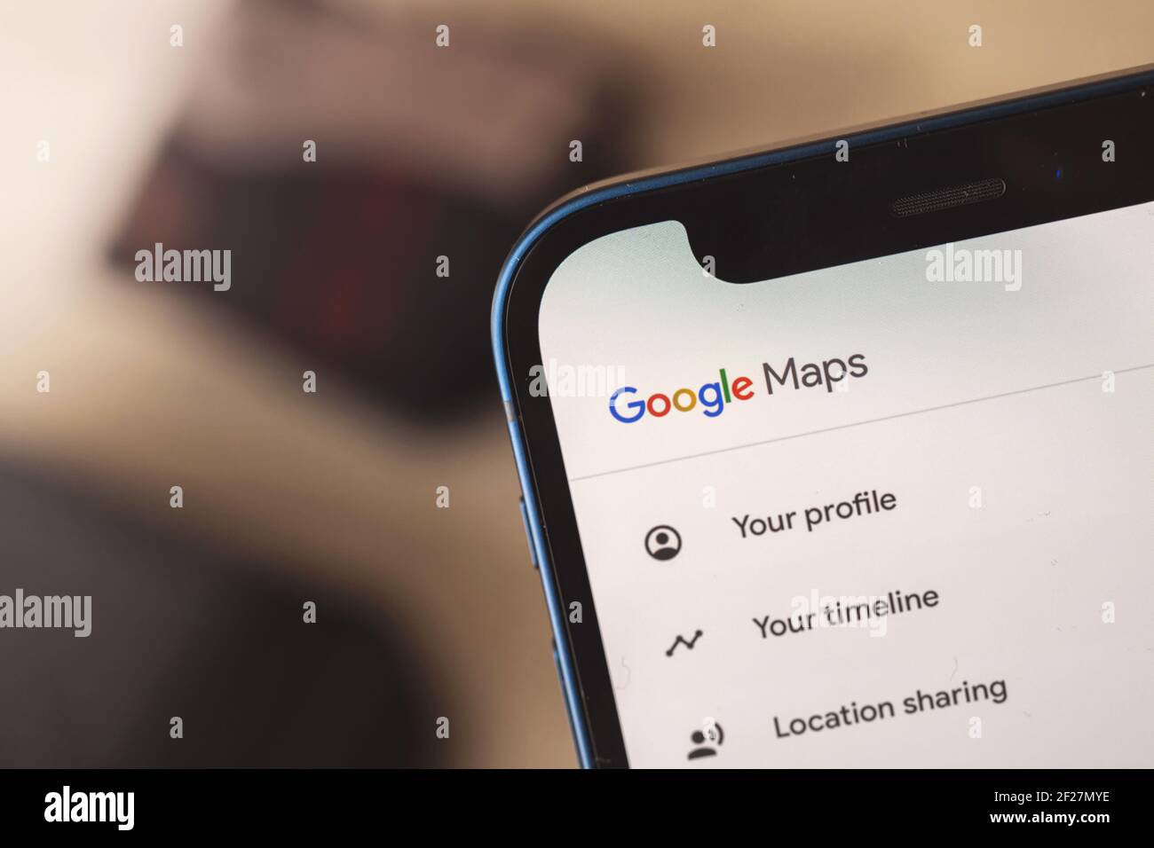 Kharkov, Ucraina - 9 marzo 2021: Primo piano del logo di Google Maps Foto Stock