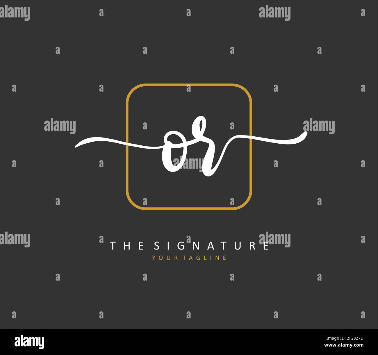 O il logo della firma e della scrittura a mano della lettera iniziale. Un logo iniziale di calligrafia concettuale con elemento modello. Illustrazione Vettoriale