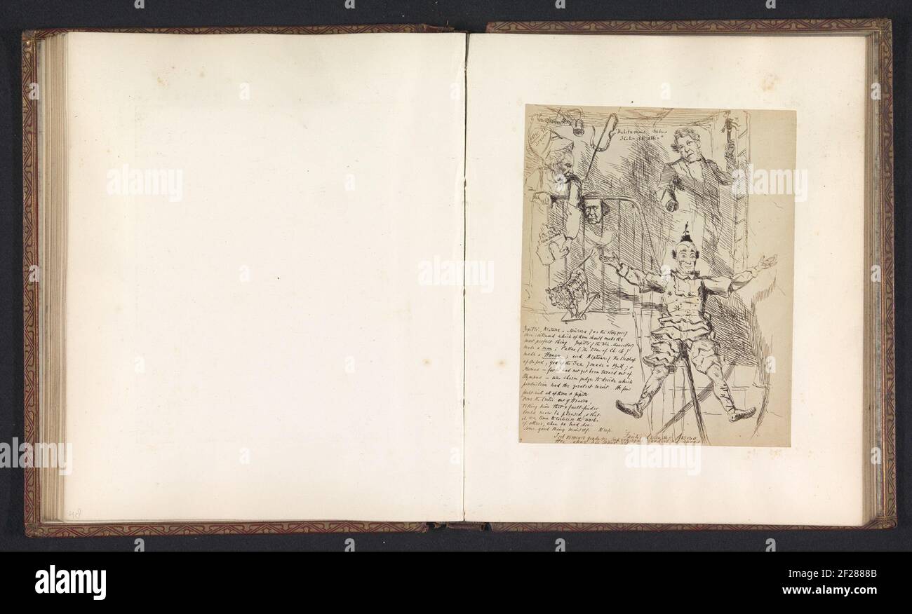 La riproduzione fotografica di un disegno, che rappresenta il momo è scacciata dal cielo dai professori .. Foto Stock