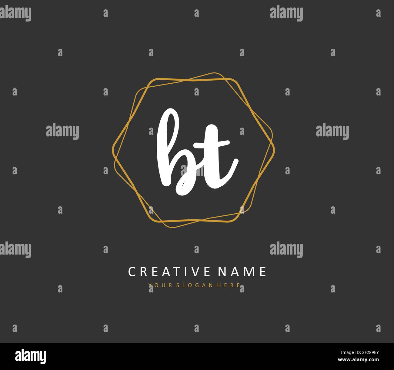 B T BT scrittura a mano della lettera iniziale e logo della firma. Un logo iniziale di calligrafia concettuale con elemento modello. Illustrazione Vettoriale