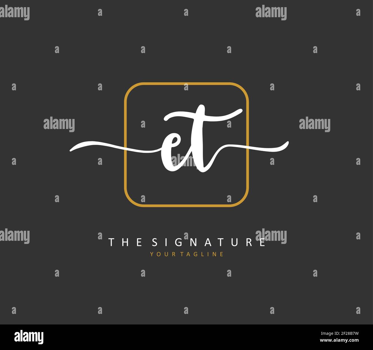 E T ET il logo della firma e la scrittura a mano della lettera iniziale. Un logo iniziale di calligrafia concettuale con elemento modello. Illustrazione Vettoriale