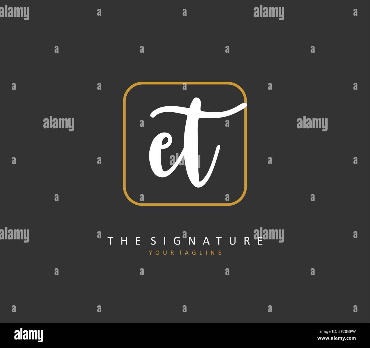 E T ET il logo della firma e la scrittura a mano della lettera iniziale. Un logo iniziale di calligrafia concettuale con elemento modello. Illustrazione Vettoriale