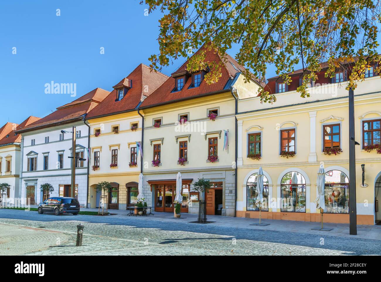 Case sulla piazza principale, Levoca, Slovacchia Foto Stock
