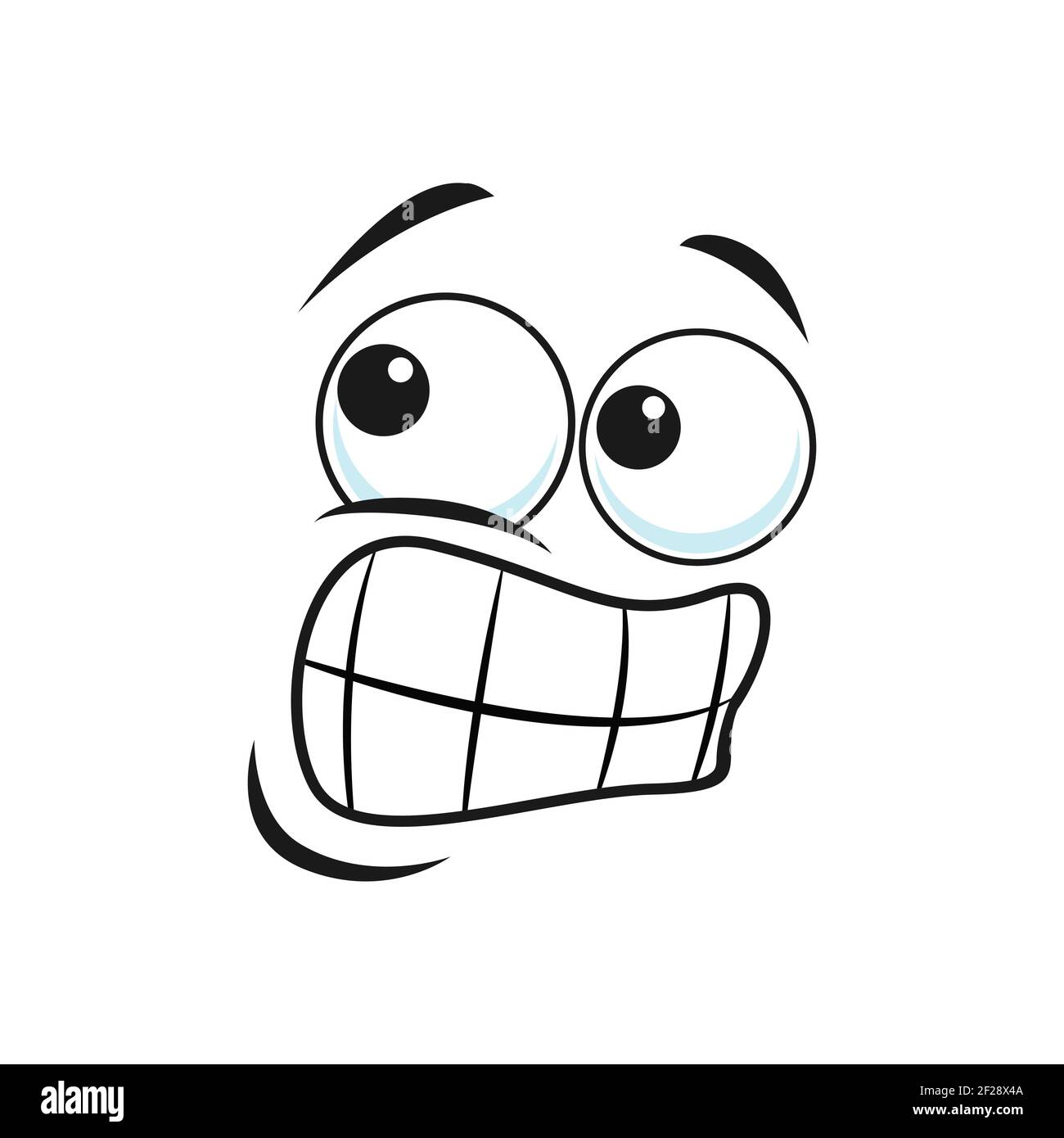 Distrutta triste umore espressione sospetta, Oops emoji icona isolato. Emoji vettoriale diffidente con occhi grandi, sorriso dubbio o interrogato. Oops emotic Illustrazione Vettoriale