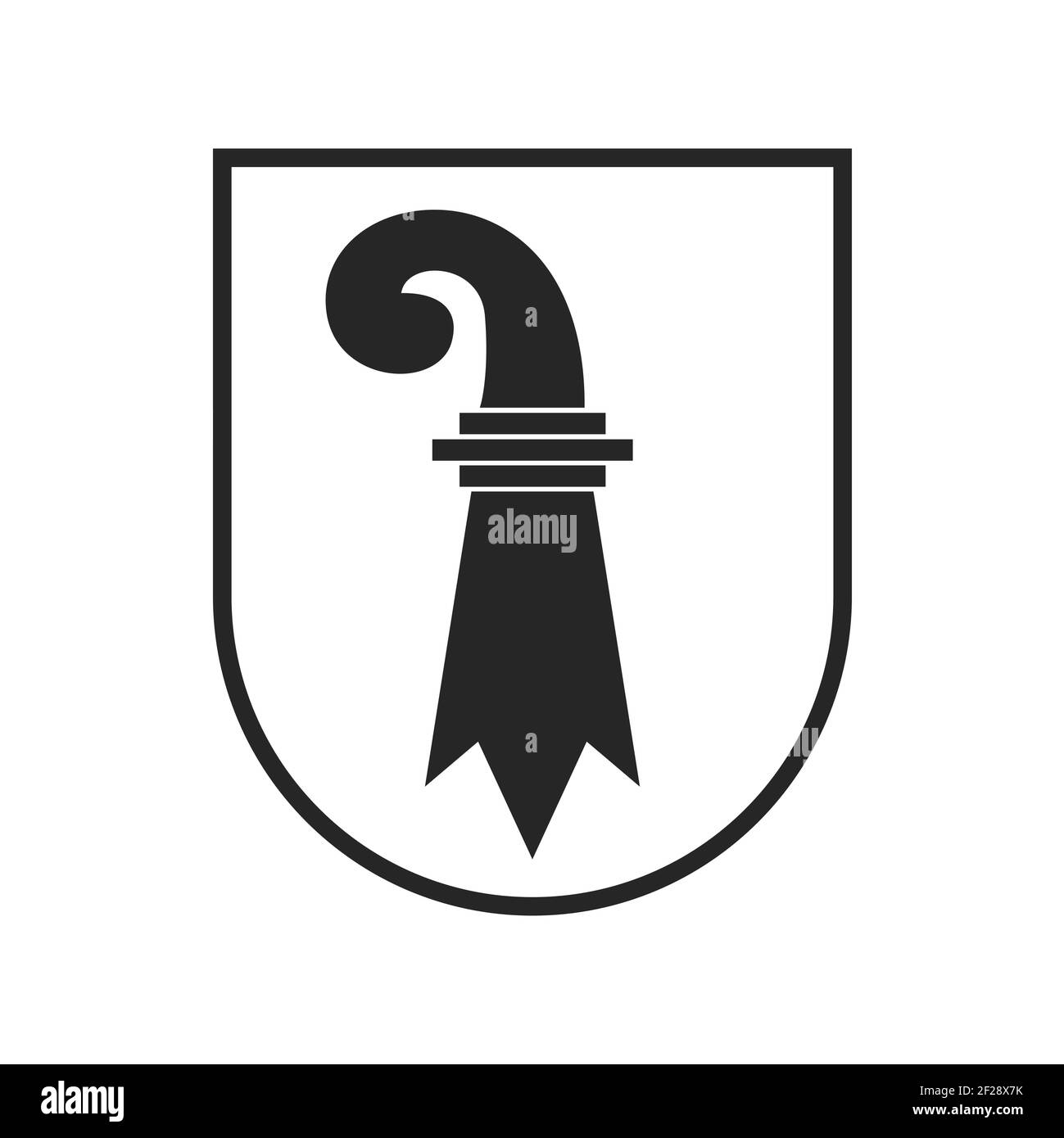 Svizzera cantone bandiera, stemma eraldrico svizzero dello stato di Schweiz, emblema di insegne vettoriali. Basel Stadt stemma scudo, araldica nazionale svizzera Illustrazione Vettoriale