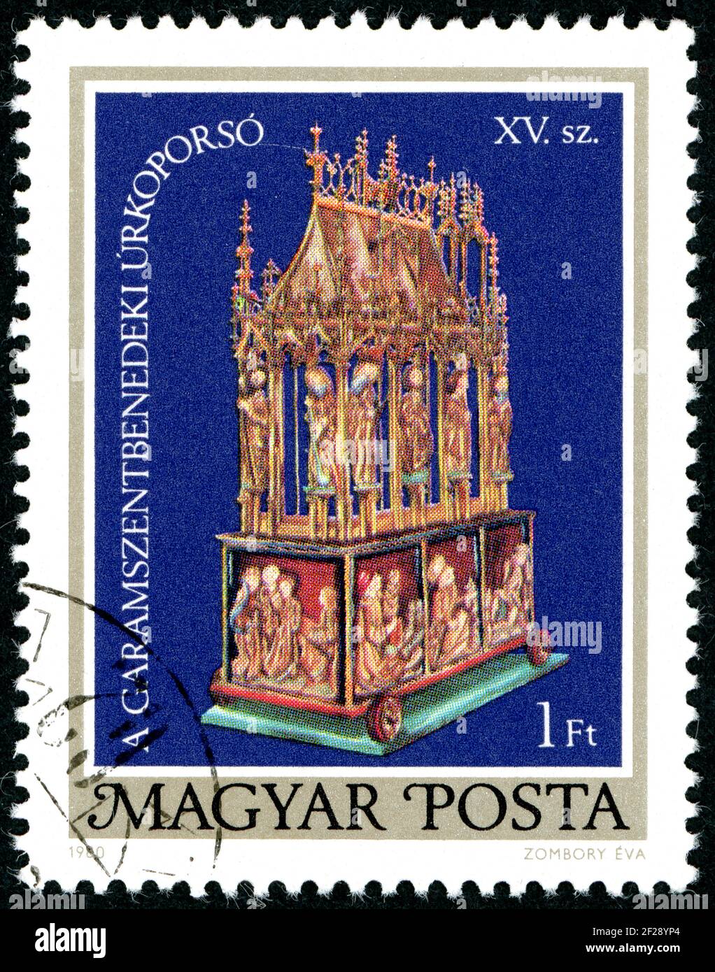UNGHERIA - CIRCA 1980: Un francobollo stampato in Ungheria, mostra il Casket di Pasqua di Garamszentbenedek (Hronsky Benadik), circa 1980 Foto Stock